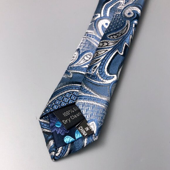 BNWT 7 Downie ST 100% Silk Blue and White Neck Tie - Picture 3 of 6